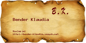 Bender Klaudia névjegykártya